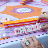 Juego de Fichas de Mahjong Americanas de Lujo HIMORE, Color Naranja, 160 Piezas, Acrílico de Cuatro Capas Grabado, para Noches de Juego y Póker