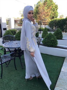 ファッショナブルなイスラム教徒の女性ロングアバヤドレス刺繍ロングドレス大きな振り子シフォンドレス - Product Image 6