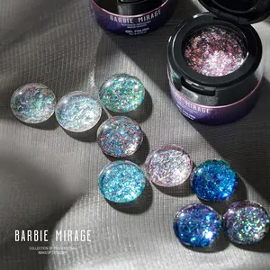 BarbieMirage 2024 New Color Fine Glitter Shiny UV Gel Nail Polish Sequins Super Shining UV GEL For Nail Art Design