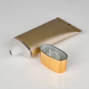 Luxus-Flach rohr mit verschraubter Kappe Weiche kosmetische Kunststoff verpackung Creme Lotion Squeeze Container