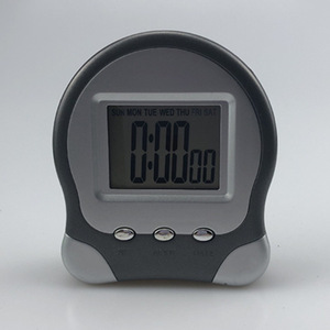 Electronic Clock Oval Shape Alarm With Day Date Display Gray Desk Table Clock - Product Image 1