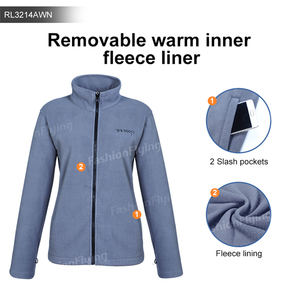 Coupe-vent extérieur imperméable 3 en 1 <span class=keywords><strong>Veste</strong></span> de randonnée pour <span class=keywords><strong>femme</strong></span> Mode intérieure avec <span class=keywords><strong>polaire</strong></span> Manteau chaud pour <span class=keywords><strong>femme</strong></span> - Product Image 4
