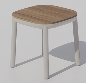 Tavolino da Esterno con Telaio in Lega di <span class=keywords><strong>Alluminio</strong></span> e Piano in Teak (Resistente alle Intemperie), Durevole, Minimalista, Leggero e Facile da Trasportare - Product Image 3
