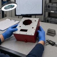 Boîtier d'instrument en aluminium usiné sur mesure par CNC avec corps anodisé rouge et couvercle supérieur argenté sablé pour usage en laboratoire