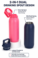 Botol minum vakum olahraga bertema terbuka yang dapat disesuaikan, portabel untuk luar ruangan, 20oz/30oz, terbuat dari stainless steel, tutup pop-up, desain kreatif
