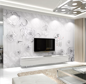 ZHIHAI-Flor de platino en relieve, bolsa suave de diamante 3d, joyería, Fondo de estilo chino, pared de fondo, papel tapiz de suelo de epoxi 3d - Product Image 2