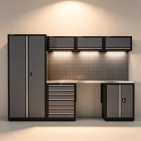 Ensemble de rangement d'atelier robuste à 4 armoires, établi en acier inoxydable, conception modulaire, unité verrouillable à 7 tiroirs, OEM disponible, charge de 500 kg