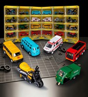Miniatures de voitures en alliage moulé sous pression, motos, bus et camions de fret à rétrofriction, ensemble de modèles, boîte cadeau, jouets promotionnels en gros