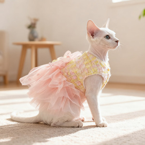 Robe de luxe rose pour chien, style princesse, avec fleurs 3D, grand nœud, jupe tutu en tulle, polyester, été, toutes saisons, pour chiot - Product Image 2