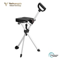 Canne de marche pliante avec siège en cuir PU et poignée en liège, tige en alliage d'aluminium, verrouillage rapide, tabouret de soutien portable pour la randonnée, design moderne