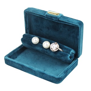 Jinsky กล่องใส่เครื่องประดับ, กล่องใส่เครื่องประดับกำมะหยี่ครีมไวน์แดงหรูหรากล่องใส่แหวนคู่ - Product Image 6