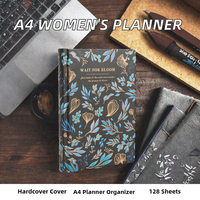 Carnet de planification A4 pour femme, couverture rigide imprimée, reliure cousue, 128 feuilles – Vente en gros