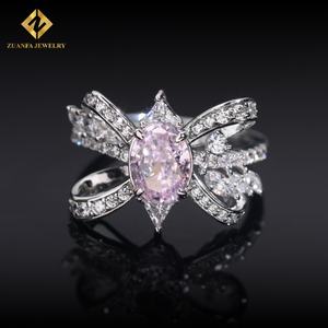 Anillos de Diamantes en Oferta, Juego de Anillos de Diamantes Redondos de Lujo con Brillantes Diamantes Rosas VVS para Mujer - Product Image 2