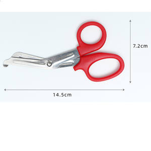 소형 스테인리스 스틸 각진 헤드 14.5cm 의료용 붕대 스테인리스 스틸 톱니 가위 아웃도어 구급대원 붕대 가위 - Product Image 4