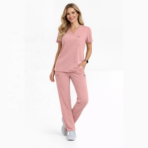 Divise Ospedaliere Unisex Blu Navy con Numerosi Tasche, Alta Qualità, Servizio OEM, Tessuto Pettinato in Poliestere/Rayon/<span class=keywords><strong>Spandex</strong></span> - Product Image 5