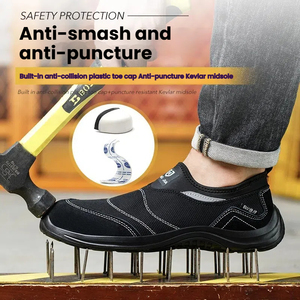 Breathable Men Work Shoes Summer Safety Shoes Lightweight Protective Sneakers Safety <b>Plastic</b> Toe Shoes Men Construction Work - Product Image 5