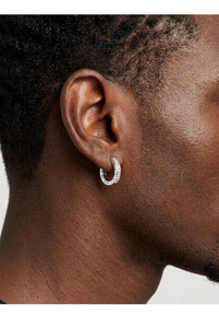 Glimmering Sleek <b>Hinged</b>‑Lock Ear Circles, Sturdy Sterling Silver Snap‑Closed <b>Hoop</b> Ear Adornments Inlaid With Continuous Pave‑Set - Product Image 5