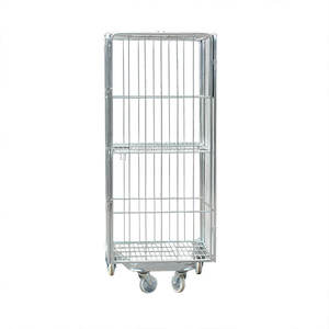 उच्च गुणवत्ता वाले स्टील गैल्वनीकरण 4 तरफ 4 दरवाजे वाले वेयरहाउस रोल कंटेनर केज ट्रॉली - Product Image 4