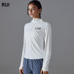 RUIQUWIN vente en gros de vêtements de protection solaire pour femmes veste de Yoga respirante Sports de plein air glace soie haut à capuche frais - Product Image 1