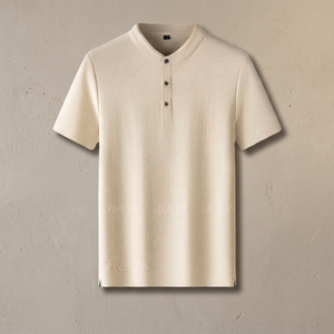 Camisa Casual de Manga Corta para Hombre, Clásica, Lisa, de Lino, Antipilling, Tejida, con Textura Cómoda y Cuello Pequeño Elegante - Product Image 3