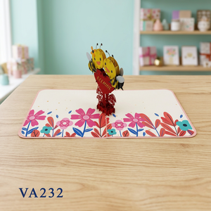 Meilleure Vente : Carte de Vœux en Papier Hanoi Faite à la Main, Style Amour, Découpe Laser 3D, Motif Couple Abeilles, Cadeau Artisanal, Logo Couleur Personnalisé - Product Image 5