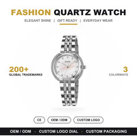 Montre-bracelet à quartz SKMEI 1979 pour femme, bracelet en alliage, lunette sertie de diamants, cadran nacré, résistance à l'eau 3 ATM, élégante pour mariage et soirée