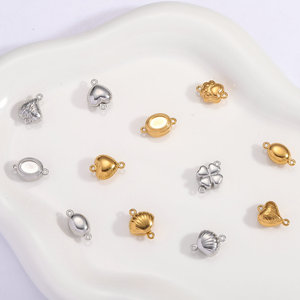 18K Gold Plated Stainless Steel Round Oval Ingot Pearl <strong>Plug</strong> Buckle Connectors for DIY Bracelet Necklace <strong>Chain</strong> - Product Image 5