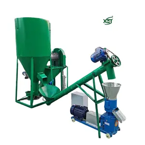 Farm plant vertical feed grinding mixer animal feed pellet production line feed granulator