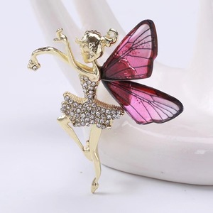 Moda Ángel ala <span class=keywords><strong>Pin</strong></span> diamante hadas Ballet bailarina chica broche abrigo ramillete Ropa Accesorios joyería de moda broches - Product Image 4