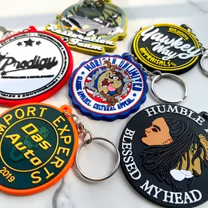 Custom Rubber Keychain Fashion Free Sample Factory Directly Low Price No MOQ Stamping Soft PVC Silicone Keychain Cute Pendant