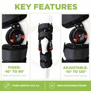 Attelle de genou articulée ROM médicale pour le soulagement de la douleur, support orthopédique réglable post-opératoire. - Product Image 2