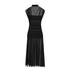 ชุดเดรสแขนกุดคอสูงผ้าตาข่ายหรูหราสำหรับผู้หญิงแฟชั่น - Product Image 2