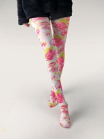 Collants anti-accroc pour femmes à imprimé géométrique, style vintage rétro transfrontalier, pour printemps automne, motif papillon abstrait sauvage