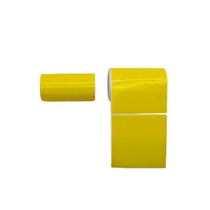 Kosong atau dicetak Label 76mm * 76mm lapisan pita termal Label kertas Waybill kuning Logo 120 buah Label gulungan termal untuk skala