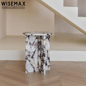 WISEMAX MUEBLES Muebles de mármol natural de lujo Sofás para sala de estar Mesa auxiliar redonda Mesa de mármol Calacatta Viola - Product Image 4