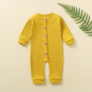 Combinaison à manches longues unisexe pour bébé, pyjama en coton uni, barboteuse pour bébé avec fermeture à boutons pour le sommeil du bébé, pour la saison de printemps - Product Image 5