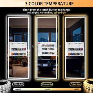 Miroir intelligent de salon de <span class=keywords><strong>coiffure</strong></span> moderne en gros avec écran tactile, éclairage LED pleine longueur et verre trempé pour la <span class=keywords><strong>coiffure</strong></span> et le maquillage - Product Image 4