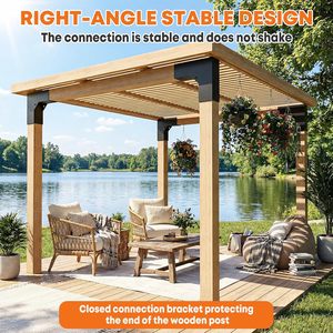 Kits de soportes para pérgola DIY, soportes de esquina en forma de L de 2 vías para estructuras de postes de <span class=keywords><strong>madera</strong></span> de 4 x 4 pulgadas para porche, gazebo, patio trasero - Product Image 3