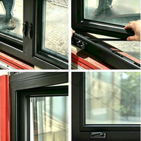 Fenêtres à battants en aluminium à cadre noir à double vitrage de style américain moderne, isolation thermique à l'argon
