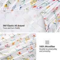Parure de draps Viviland Vintage Floral 4 pièces en microfibre, douce, respirante, résistante aux taches et aux plis, avec taies d'oreiller profondes