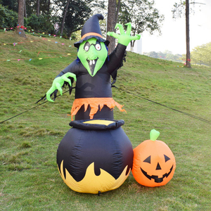 Outdoor <b>Halloween</b> Blow Ups Holiday Party Decoration 6FT <b>Inflatable</b> Witch with Tank Built-in LED Light - Product Image 1