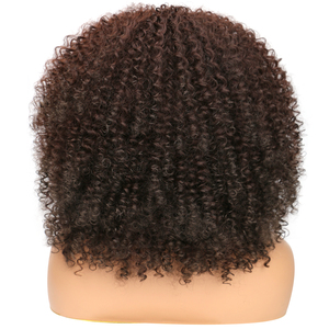 Nouvelle arrivée 16 pouces sans colle et moelleux comme une <span class=keywords><strong>bombe</strong></span> perruques cheveux longs bouclés Afro crépus bouclés perruque avec frange pour les femmes noires - Product Image 3