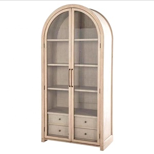 Venta al por mayor <span class=keywords><strong>de</strong></span> fábrica: Vitrina alta arqueada <span class=keywords><strong>de</strong></span> <span class=keywords><strong>madera</strong></span> y vidrio estilo rústico <span class=keywords><strong>con</strong></span> <span class=keywords><strong>cajones</strong></span> para decoración del hogar - Product Image 2