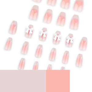 Precio barato Producto <span class=keywords><strong>de</strong></span> belleza Sweet Blush French Cat-Eye Bow <span class=keywords><strong>Ballet</strong></span> Shoes Almond Nails Autoadhesivo para prensa en las uñas - Product Image 2