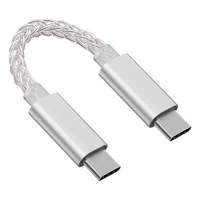 Câble audio OTG USB-C mâle-mâle COMTANG LM0012CC en gros d'usine, 6N, en argent monocristallin tressé, HiFi DAC, plaqué or