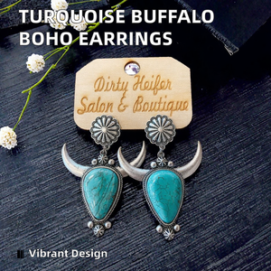 Pendientes de Turquesa Estilo Vaquera del Oeste, Accesorio de Joyería de Moda - Product Image 2