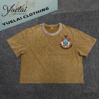 T-shirts surdimensionnés pour hommes, style streetwear, en coton lourd, avec impression DTG de logo personnalisé, strass et effet délavé vintage - Fabricant