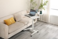 Bureau mobile ADA retourné 0-90 Angle Double couche Portable bureau debout hauteur réglable quatre roues verrouillées Table