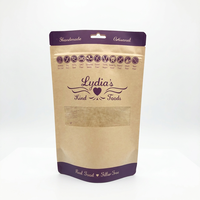 Pochette à fermeture éclair en papier kraft biodégradable imprimée sur mesure avec fenêtre et trou de suspension, sac d'emballage alimentaire pour noix, fruits secs, en-cas