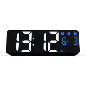 Réveil numérique contrôlé par la voix, horloge de chevet à LED, calendrier de température, bureau, chambre à coucher, bureau - Product Image 3
